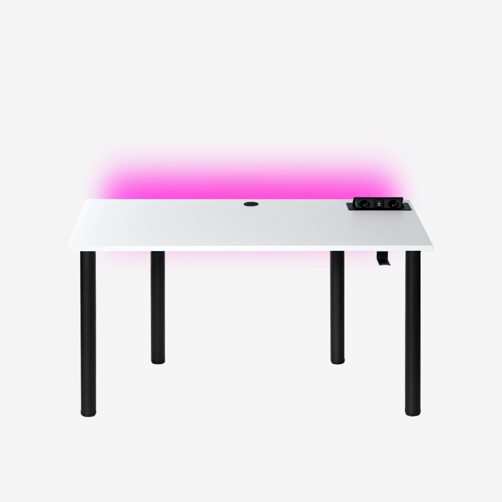 białe biurko gamingowe z podświetleniem